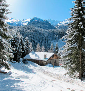 Ski chalet near ski slopes in Italy