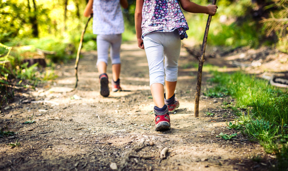 enfants pensant dans la forêt