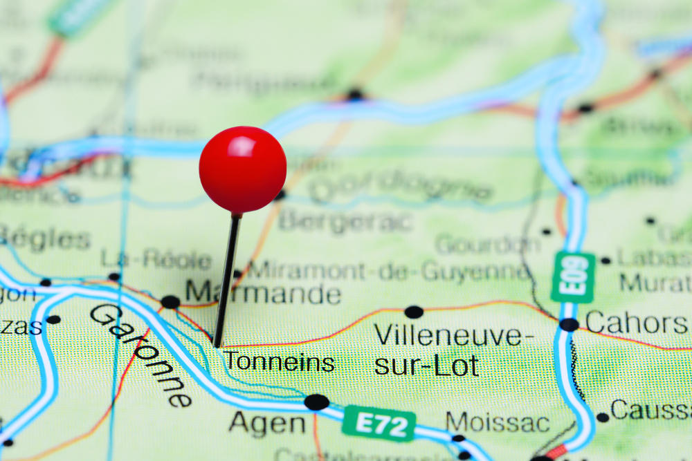 Frankreich Tonneins auf Karte