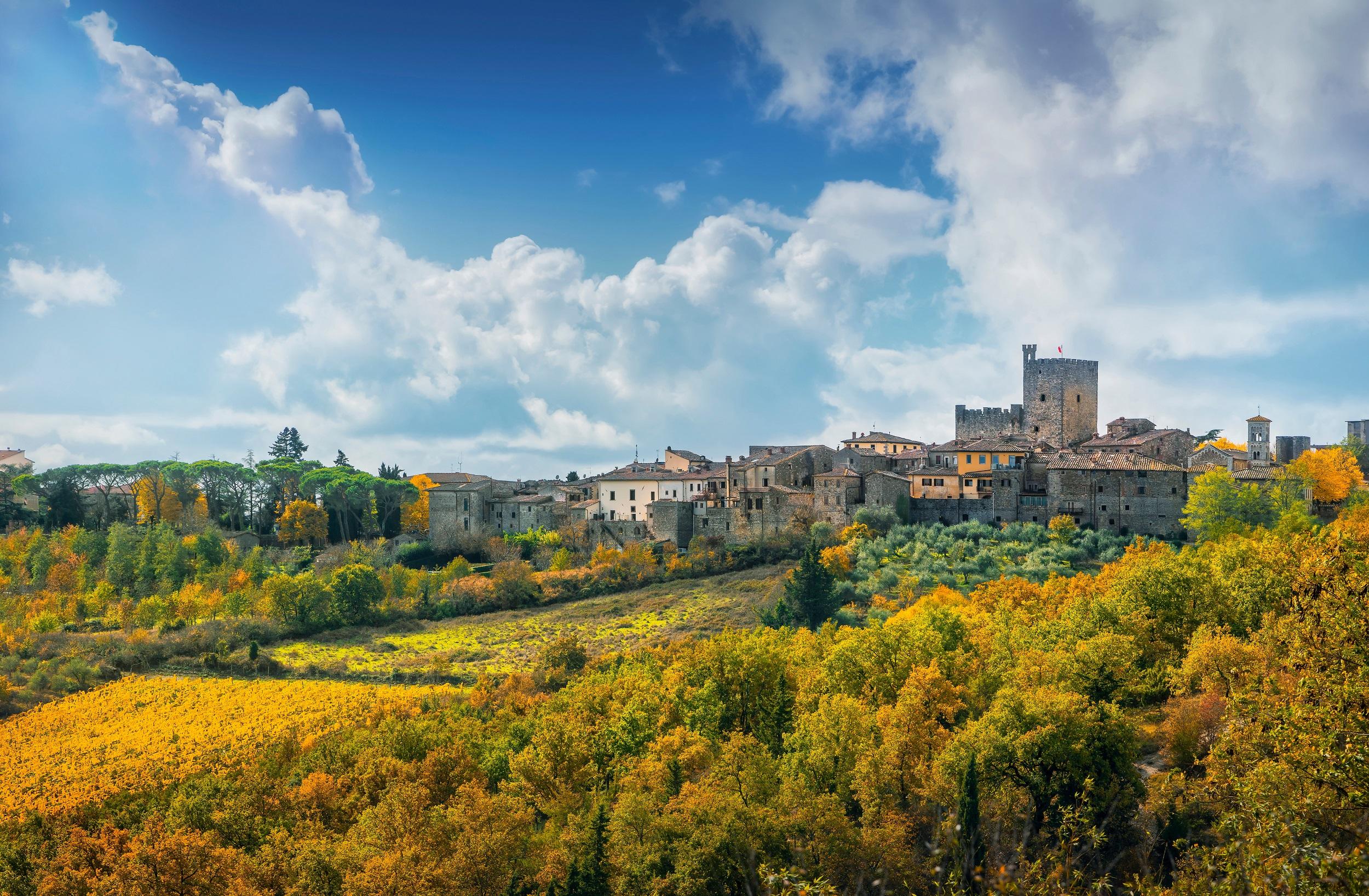 Italien-Castellina-in-Chianti-Dorf-Herbst