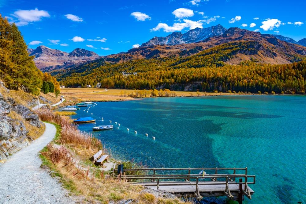 Vue sur le lac de Sils Maria, Suisse